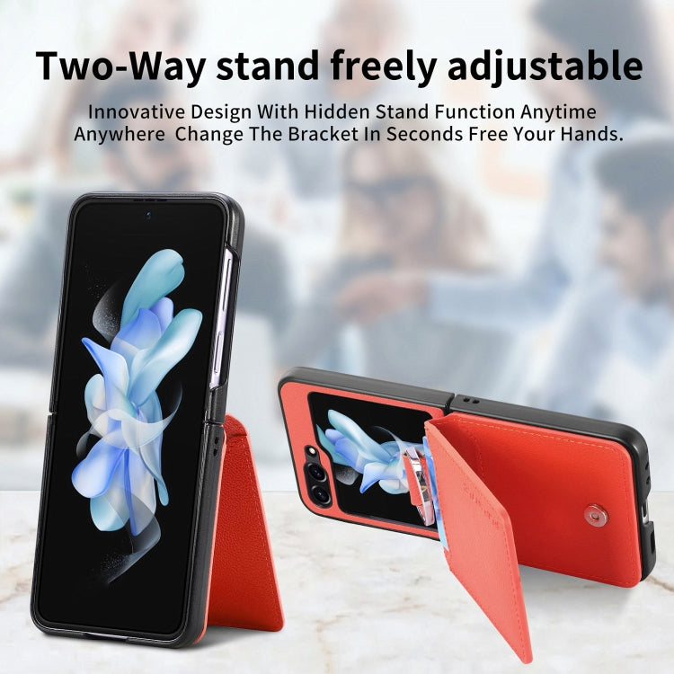 For Samsung Galaxy Z Flip6 / Flip7 FE Litchi Texture Leather Ring Wallet Phone Case