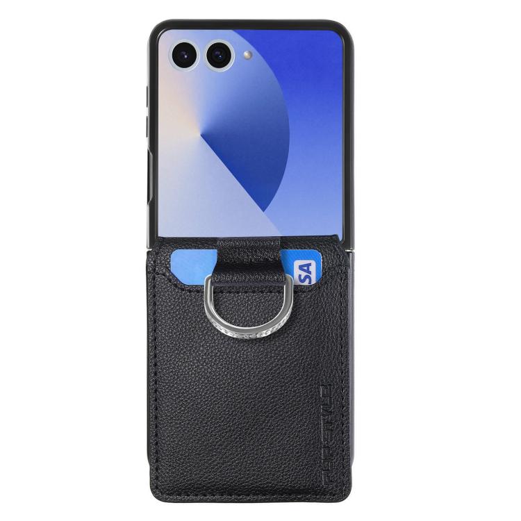 For Samsung Galaxy Z Flip7 5G Litchi Texture Leather Ring Wallet Phone Case