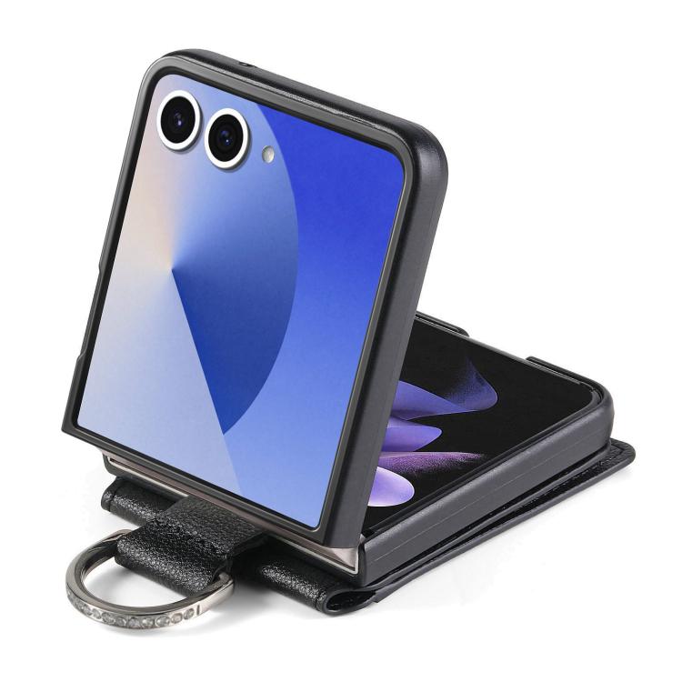 For Samsung Galaxy Z Flip7 5G Litchi Texture Leather Ring Wallet Phone Case