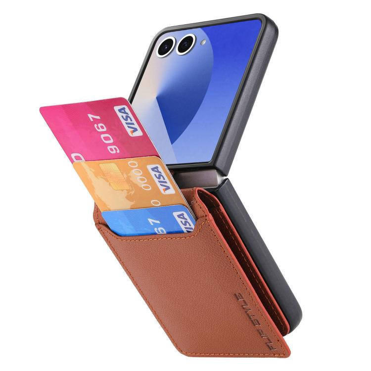 For Samsung Galaxy Z Flip7 5G Litchi Texture Leather Ring Wallet Phone Case