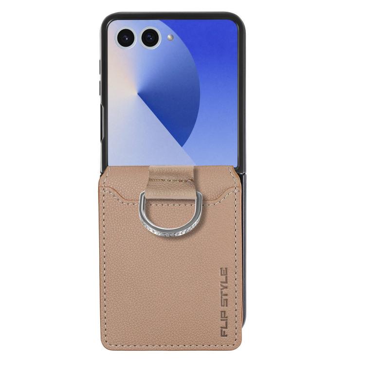 For Samsung Galaxy Z Flip7 5G Litchi Texture Leather Ring Wallet Phone Case