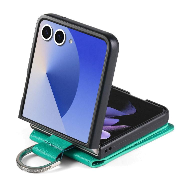 For Samsung Galaxy Z Flip7 5G Litchi Texture Leather Ring Wallet Phone Case