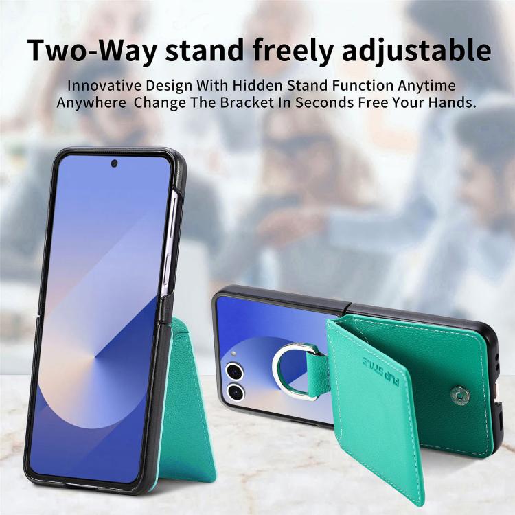 For Samsung Galaxy Z Flip7 5G Litchi Texture Leather Ring Wallet Phone Case