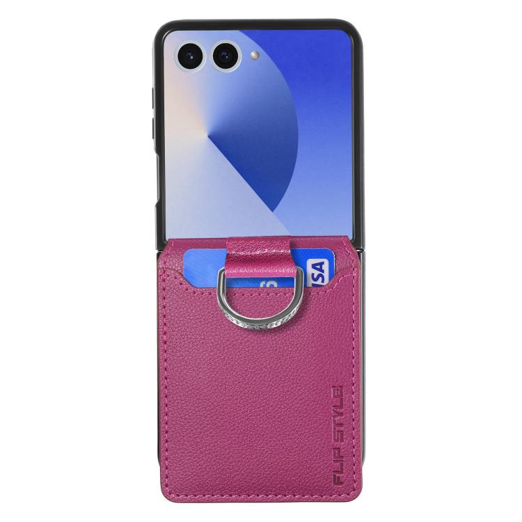 For Samsung Galaxy Z Flip7 5G Litchi Texture Leather Ring Wallet Phone Case