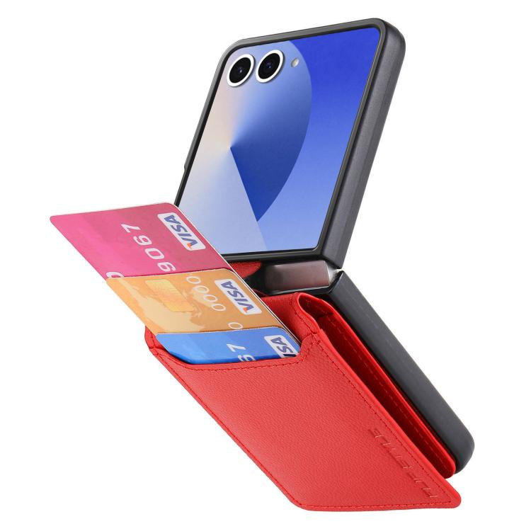 For Samsung Galaxy Z Flip7 5G Litchi Texture Leather Ring Wallet Phone Case