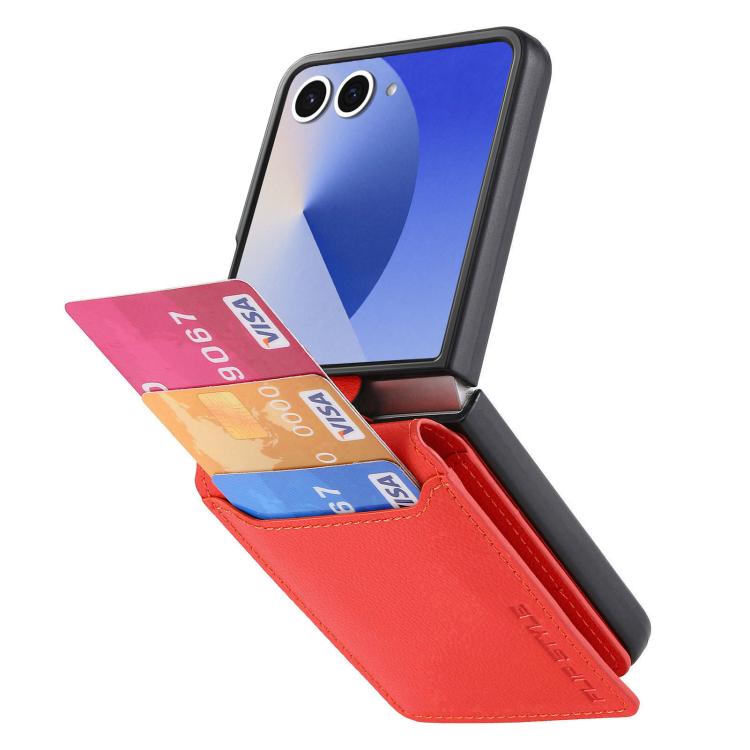 For Samsung Galaxy Z Flip7 5G Litchi Texture Leather Ring Wallet Phone Case