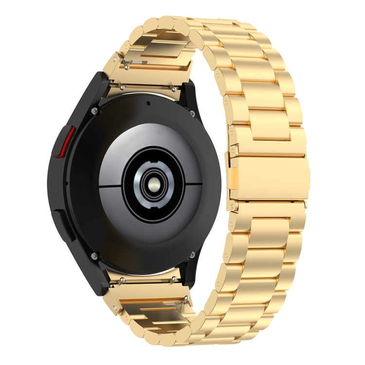 For Samsung Galaxy Watch 7 40 / 44mm Three Bead Stainless Steel Metal Watch Strap