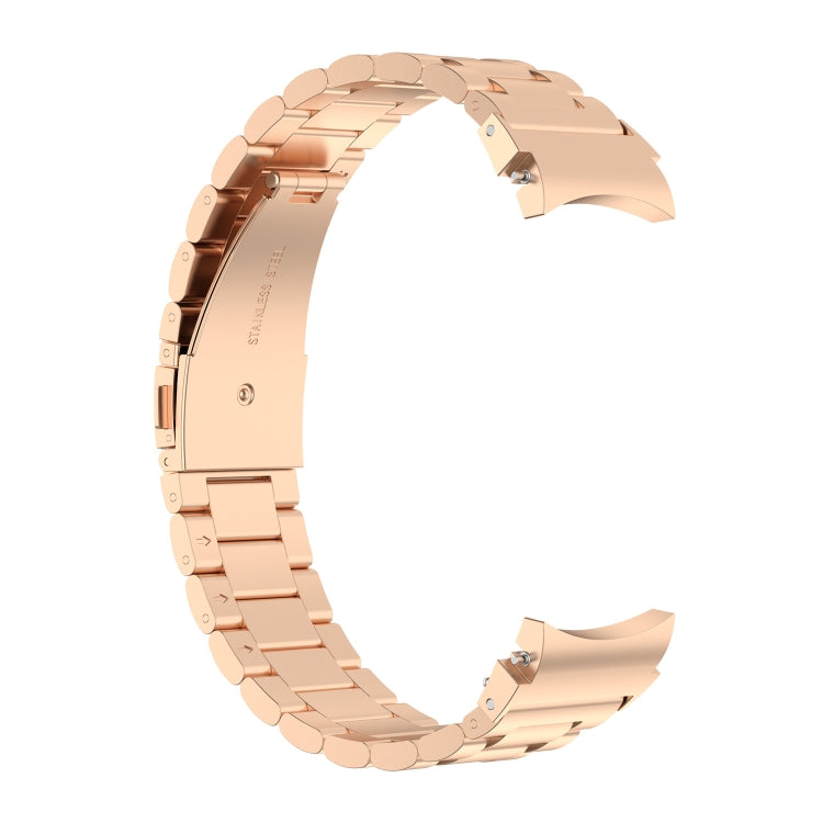 For Samsung Galaxy Watch 7 40 / 44mm Three Bead Stainless Steel Metal Watch Strap
