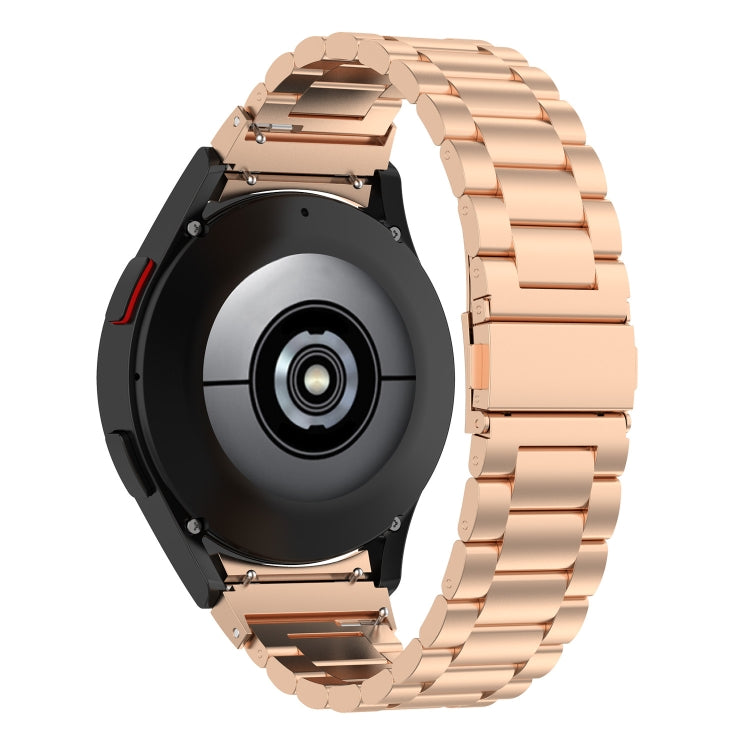 For Samsung Galaxy Watch FE 40mm Three Bead Stainless Steel Metal Watch Strap