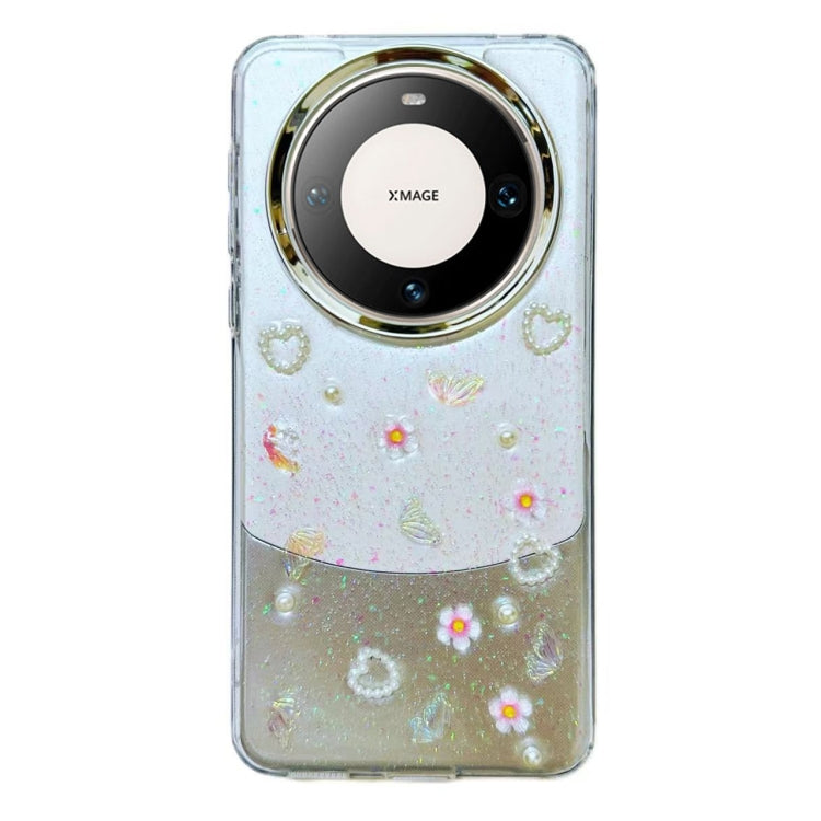 For Huawei Mate 60 3D Bow Pearl Love Flower TPU Phone Case
