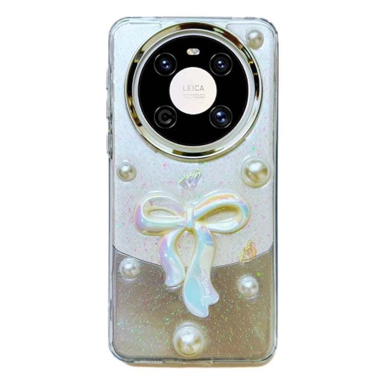 For Huawei Mate 40 3D Bow Pearl Love Flower TPU Phone Case
