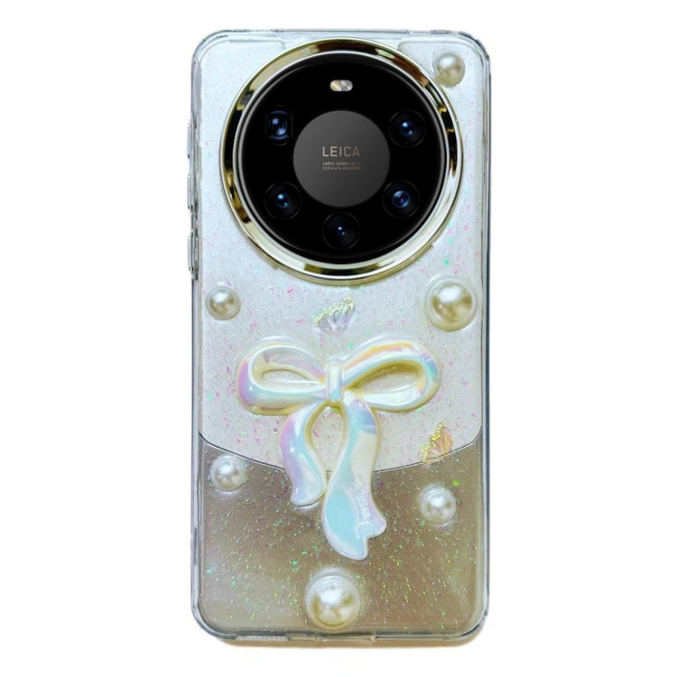 For Huawei Mate 40 Pro 3D Bow Pearl Love Flower TPU Phone Case