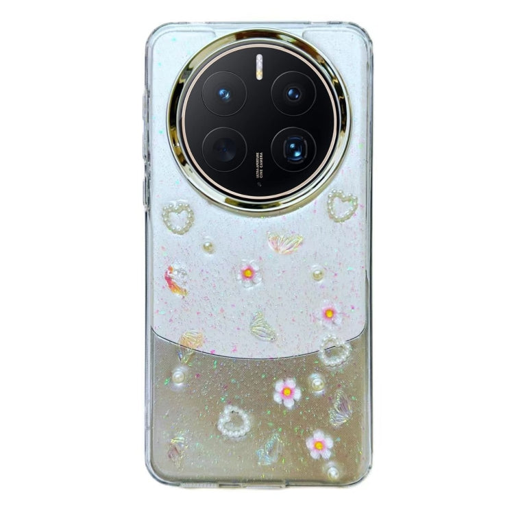 For Huawei Mate 50 3D Bow Pearl Love Flower TPU Phone Case