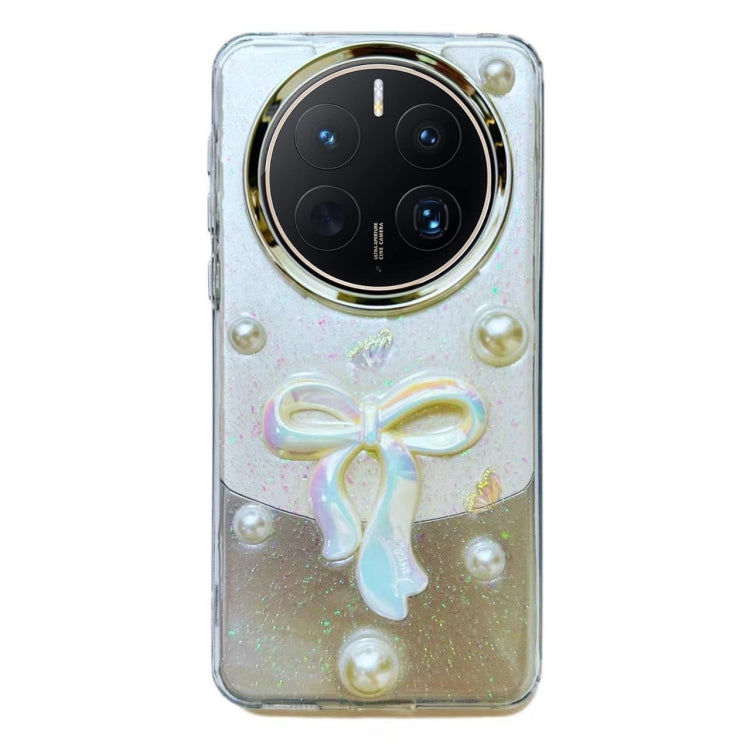 For Huawei Mate 50 3D Bow Pearl Love Flower TPU Phone Case
