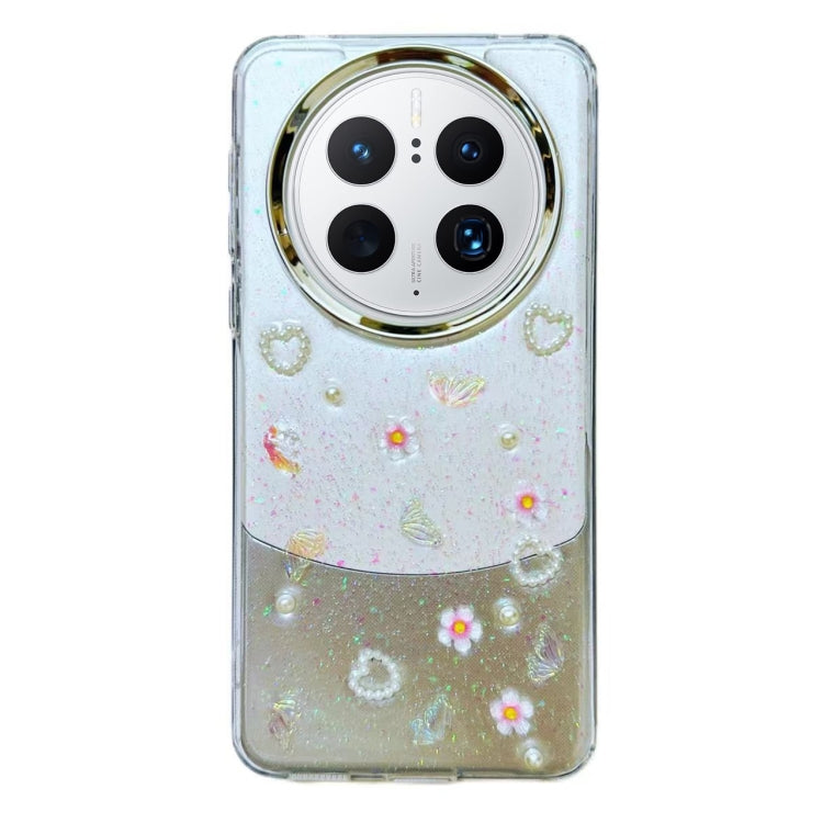 For Huawei Mate 50 Pro 3D Bow Pearl Love Flower TPU Phone Case