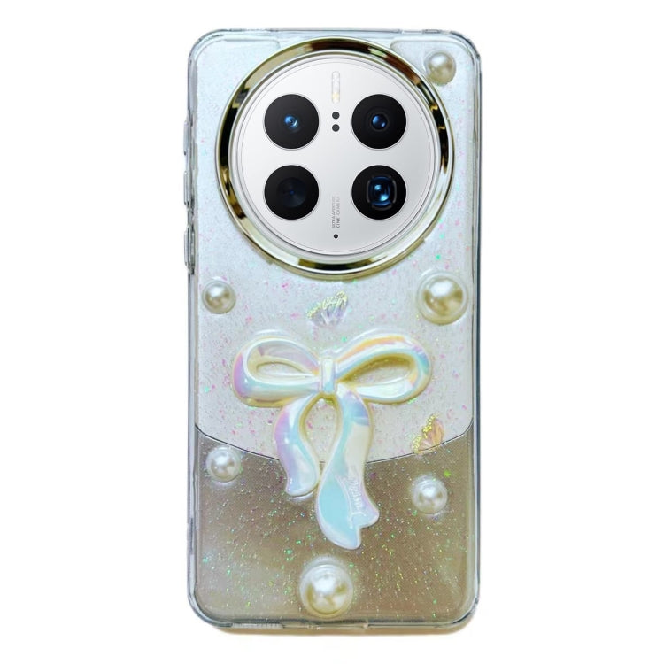 For Huawei Mate 50 Pro 3D Bow Pearl Love Flower TPU Phone Case