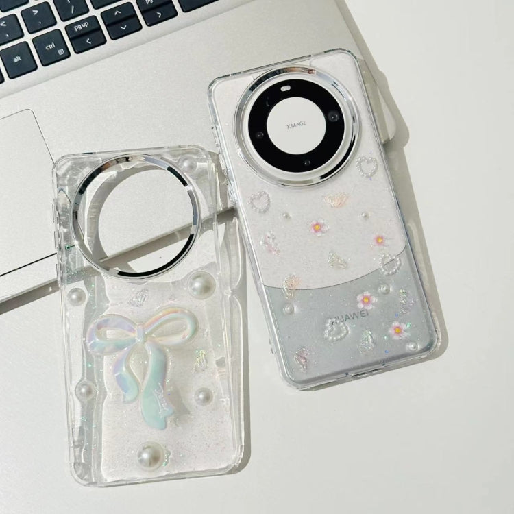 For Huawei Mate 60 3D Bow Pearl Love Flower TPU Phone Case