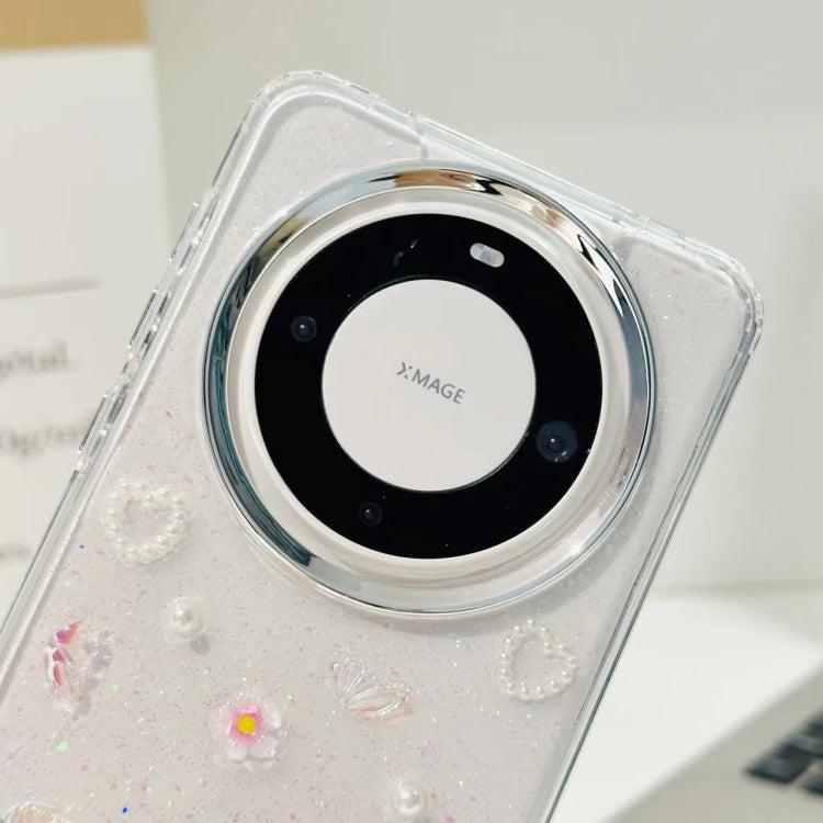 For Huawei Mate 60 3D Bow Pearl Love Flower TPU Phone Case