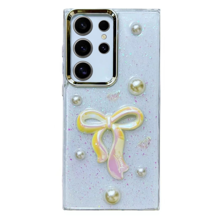 For Samsung Galaxy S24 Ultra 5G Three-dimensional Bow Pearl Love Flower TPU  Phone Case