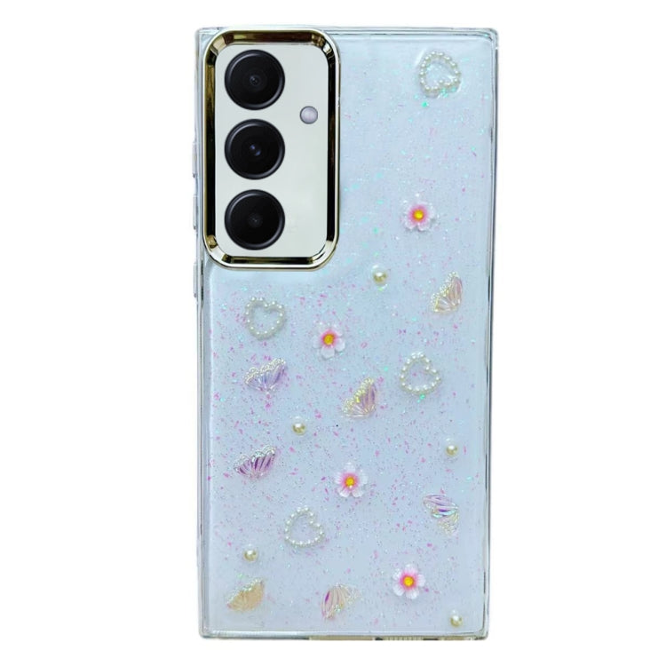 For Samsung Galaxy S24 5G Three-dimensional Bow Pearl Love Flower TPU  Phone Case