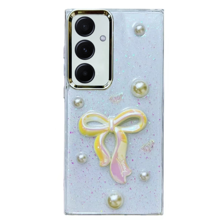 For Samsung Galaxy S23 FE 5G Three-dimensional Bow Pearl Love Flower TPU  Phone Case