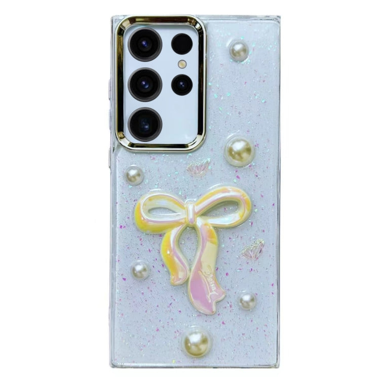 For Samsung Galaxy S23 Ultra 5G Three-dimensional Bow Pearl Love Flower TPU  Phone Case