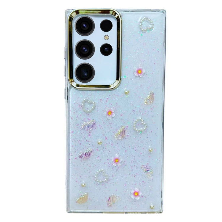 For Samsung Galaxy S23 Ultra 5G Three-dimensional Bow Pearl Love Flower TPU  Phone Case