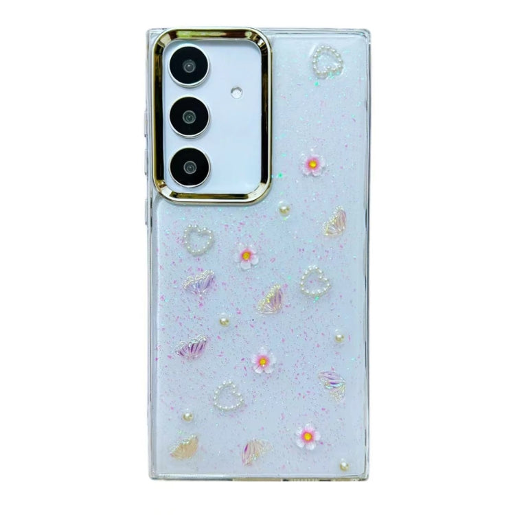 For Samsung Galaxy S24 FE 5G Three-dimensional Bow Pearl Love Flower TPU  Phone Case
