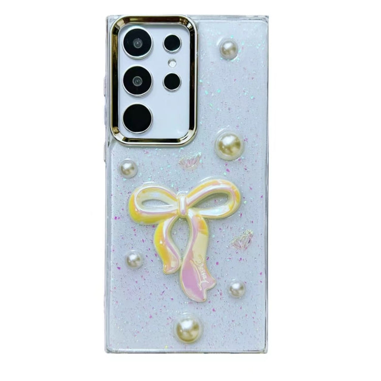 For Samsung Galaxy S25 Ultra 5G Three-dimensional Bow Pearl Love Flower TPU  Phone Case