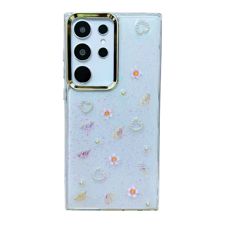 For Samsung Galaxy S25 Ultra 5G Three-dimensional Bow Pearl Love Flower TPU  Phone Case