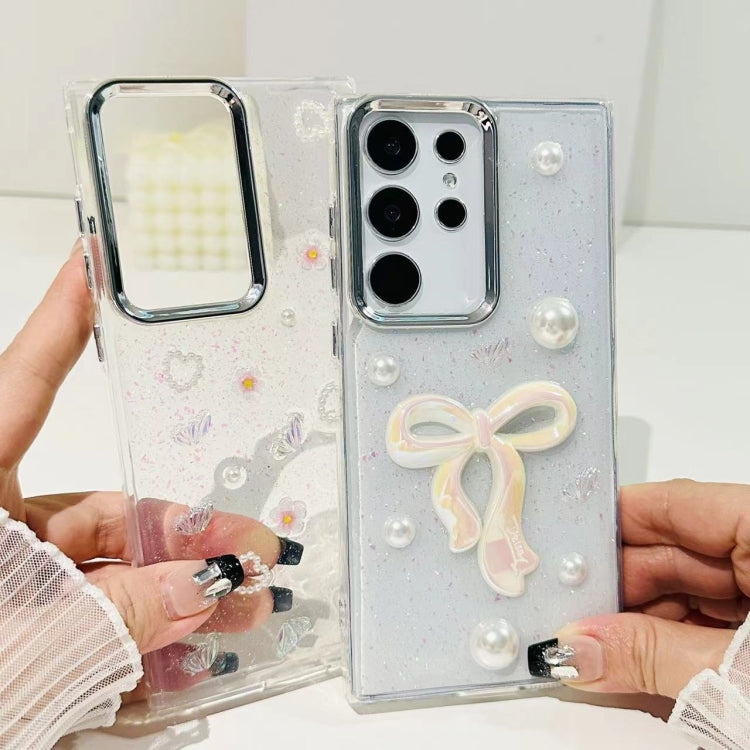 For Samsung Galaxy A55 Three-dimensional Bow Pearl Love Flower TPU  Phone Case