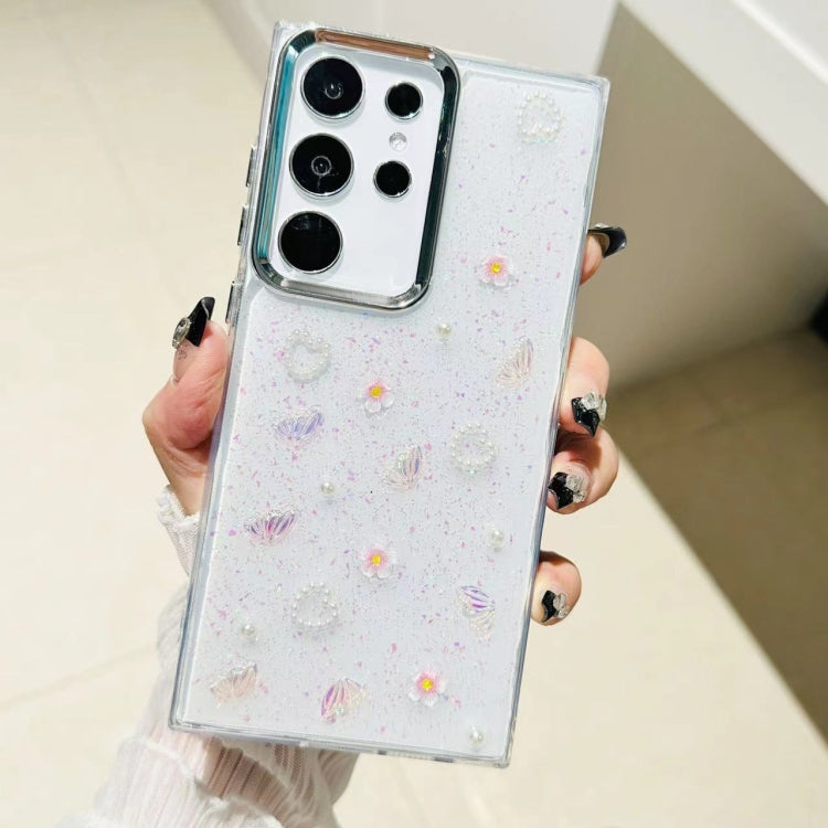 For Samsung Galaxy S23 Ultra 5G Three-dimensional Bow Pearl Love Flower TPU  Phone Case