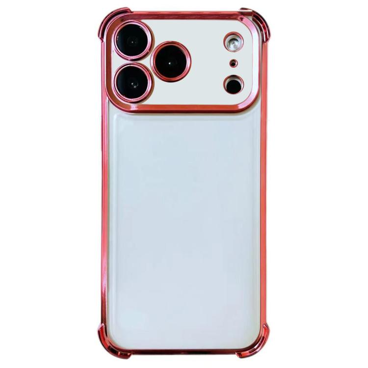 For iPhone 17 Pro Max Electrpolated Space Four-corner Shockproof TPU Phone Case - Pink