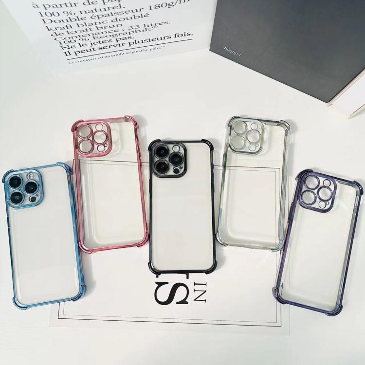 For iPhone 15 Pro Max Electrpolated Space Four-corner Shockproof TPU Phone Case - Pink