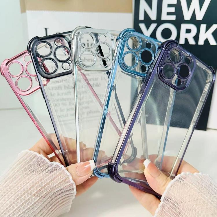 For iPhone 15 Pro Max Electrpolated Space Four-corner Shockproof TPU Phone Case - Pink