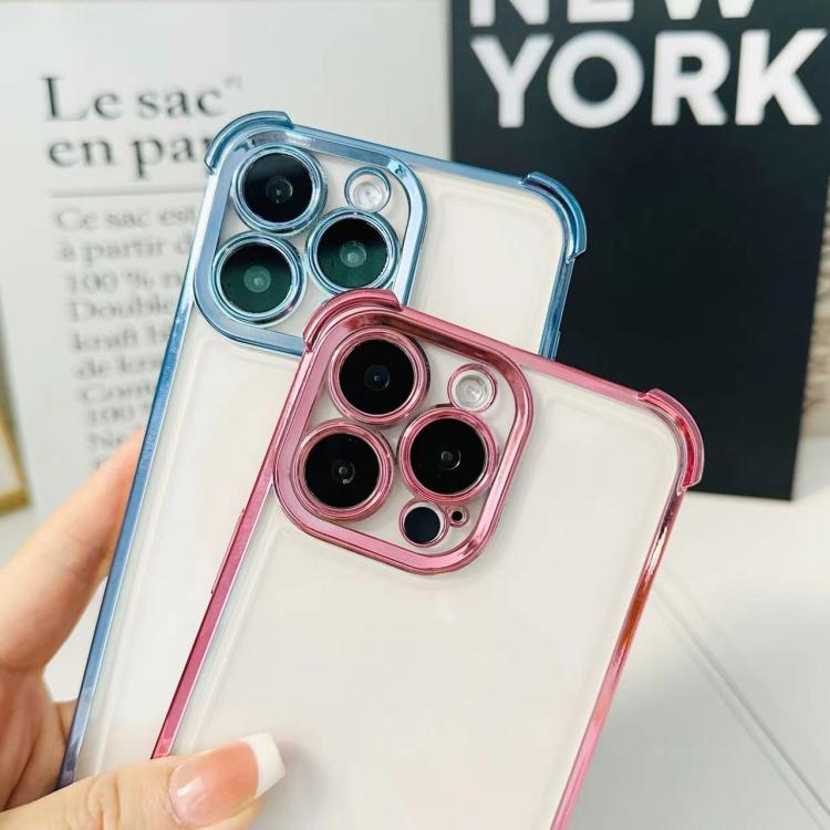 For iPhone 15 Pro Max Electrpolated Space Four-corner Shockproof TPU Phone Case - Pink