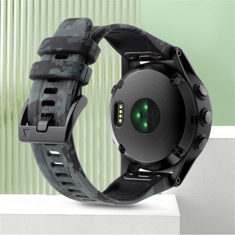 For Garmin Fenix 7X / 7X Pro / Tactix 7 Camouflage Quick Release Silicone Watch Band