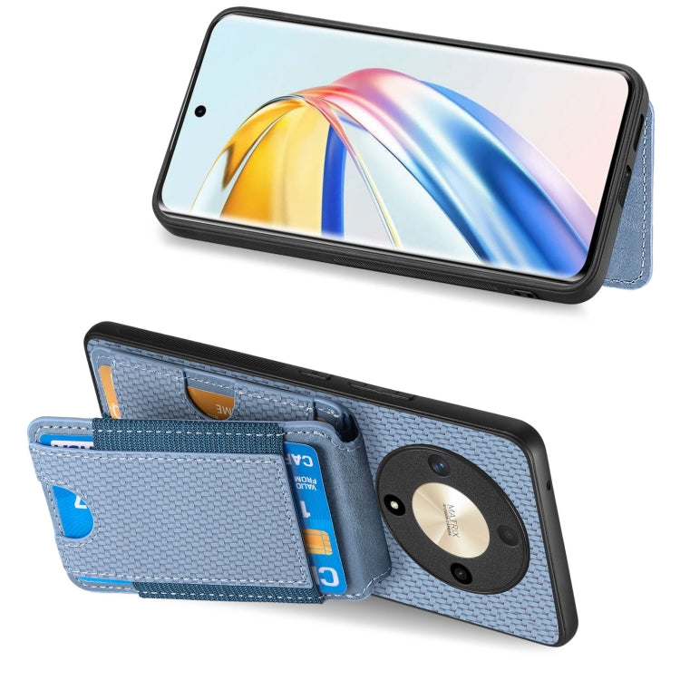 For Honor Magic4 Pro Carbon Fiber Vertical Flip Wallet Stand Phone Case