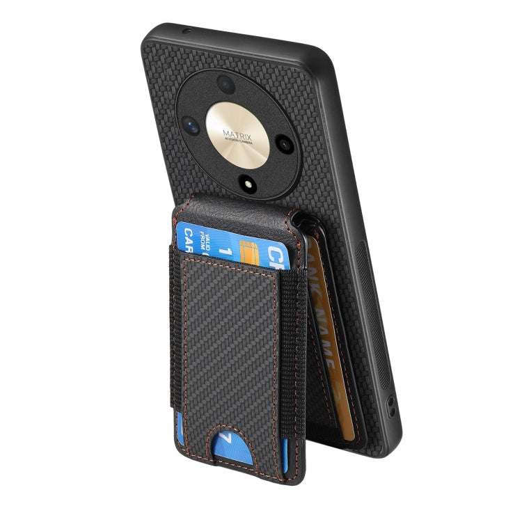 For Honor Magic4 Pro Carbon Fiber Vertical Flip Wallet Stand Phone Case