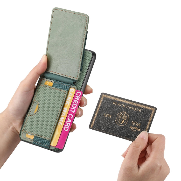For Honor Magic5 Carbon Fiber Vertical Flip Wallet Stand Phone Case