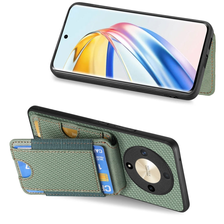 For Honor Magic5 Carbon Fiber Vertical Flip Wallet Stand Phone Case