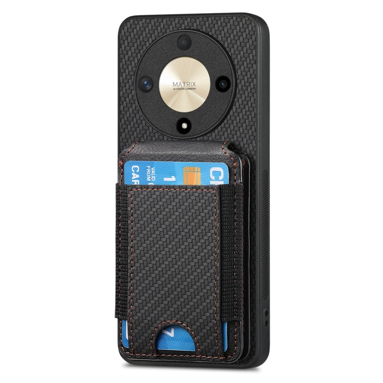 For Honor Magic5 Pro Carbon Fiber Vertical Flip Wallet Stand Phone Case
