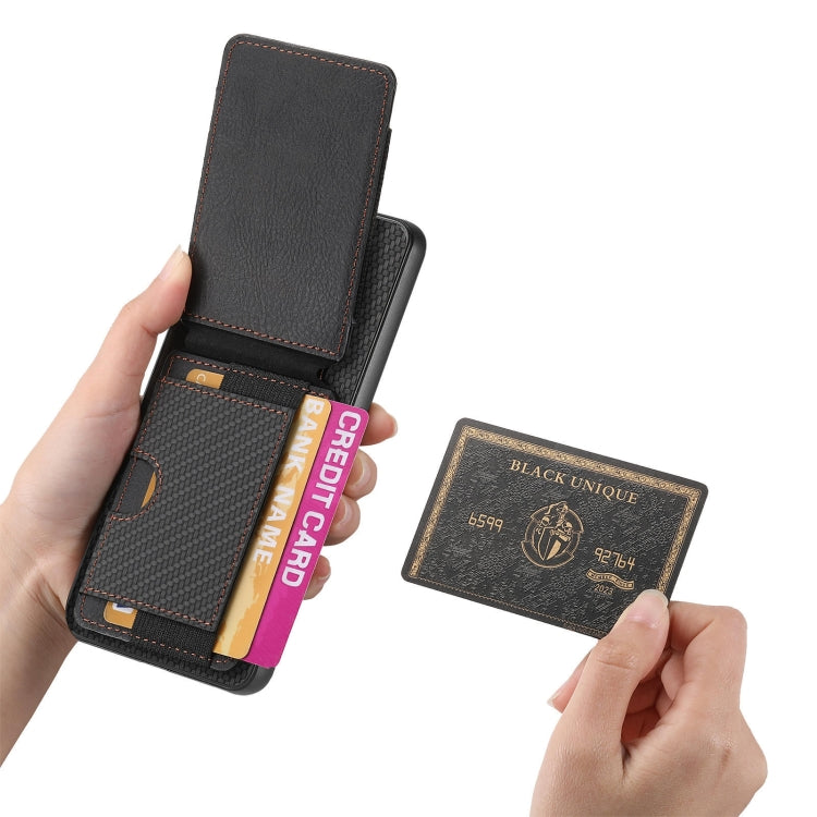 For Honor Magic5 Pro Carbon Fiber Vertical Flip Wallet Stand Phone Case