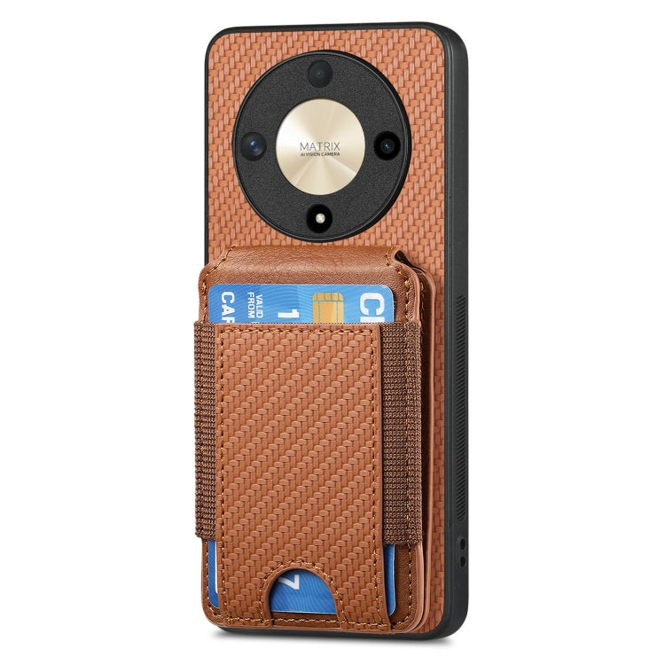 For Honor Magic5 Pro Carbon Fiber Vertical Flip Wallet Stand Phone Case