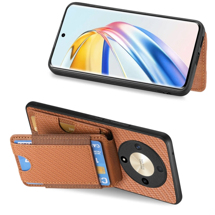 For Honor Magic6 Carbon Fiber Vertical Flip Wallet Stand Phone Case