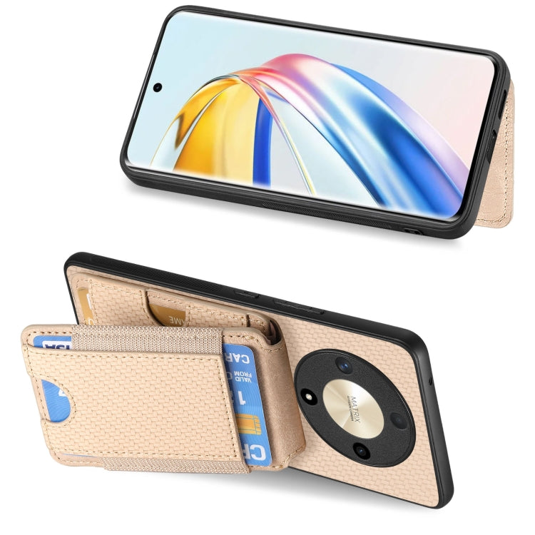 For Honor X50 5G Carbon Fiber Vertical Flip Wallet Stand Phone Case