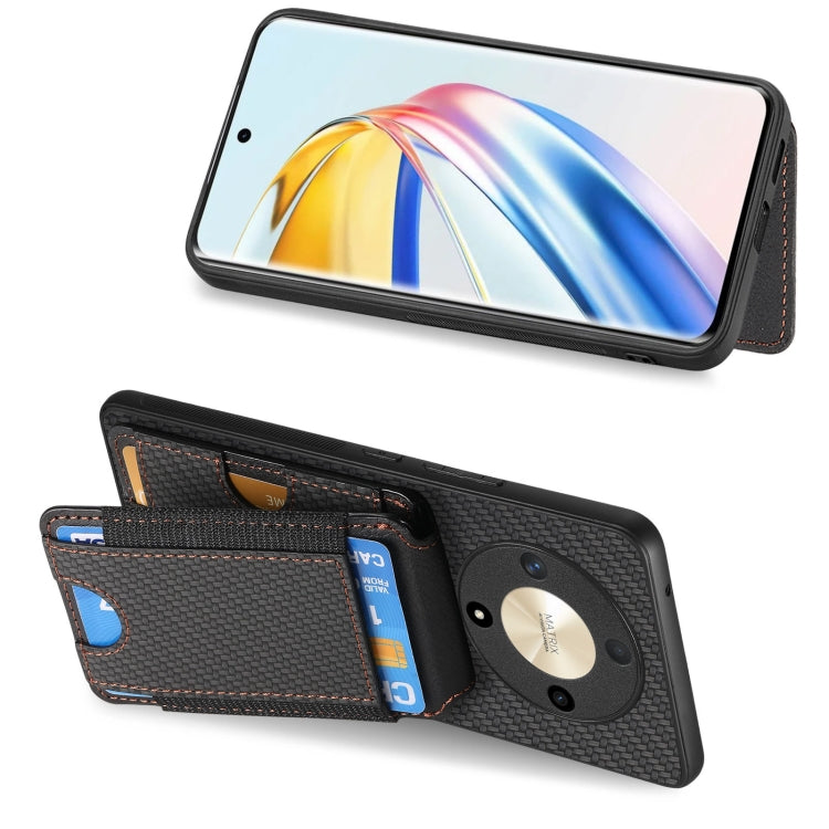 For Honor X9b Carbon Fiber Vertical Flip Wallet Stand Phone Case
