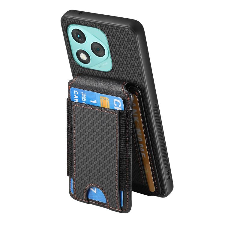 For Honor 400 Lite Global Carbon Fiber Vertical Flip Wallet Stand Phone Case