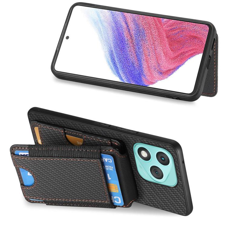For Honor 400 Lite Global Carbon Fiber Vertical Flip Wallet Stand Phone Case