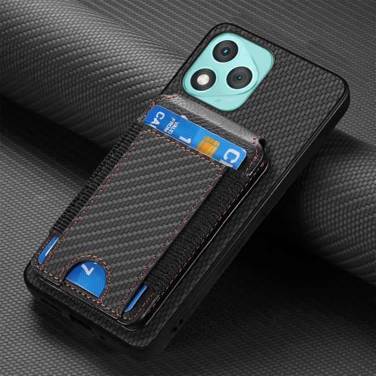 For Honor 400 Lite Global Carbon Fiber Vertical Flip Wallet Stand Phone Case